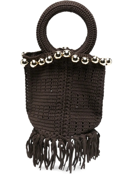 SANDRO small beaded fringed bucket bag