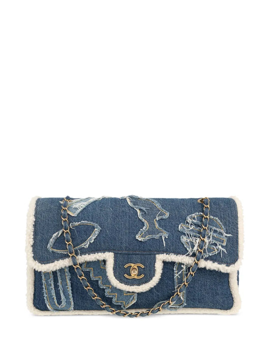 CHANEL 2020 Classic Flap denim shoulder bag