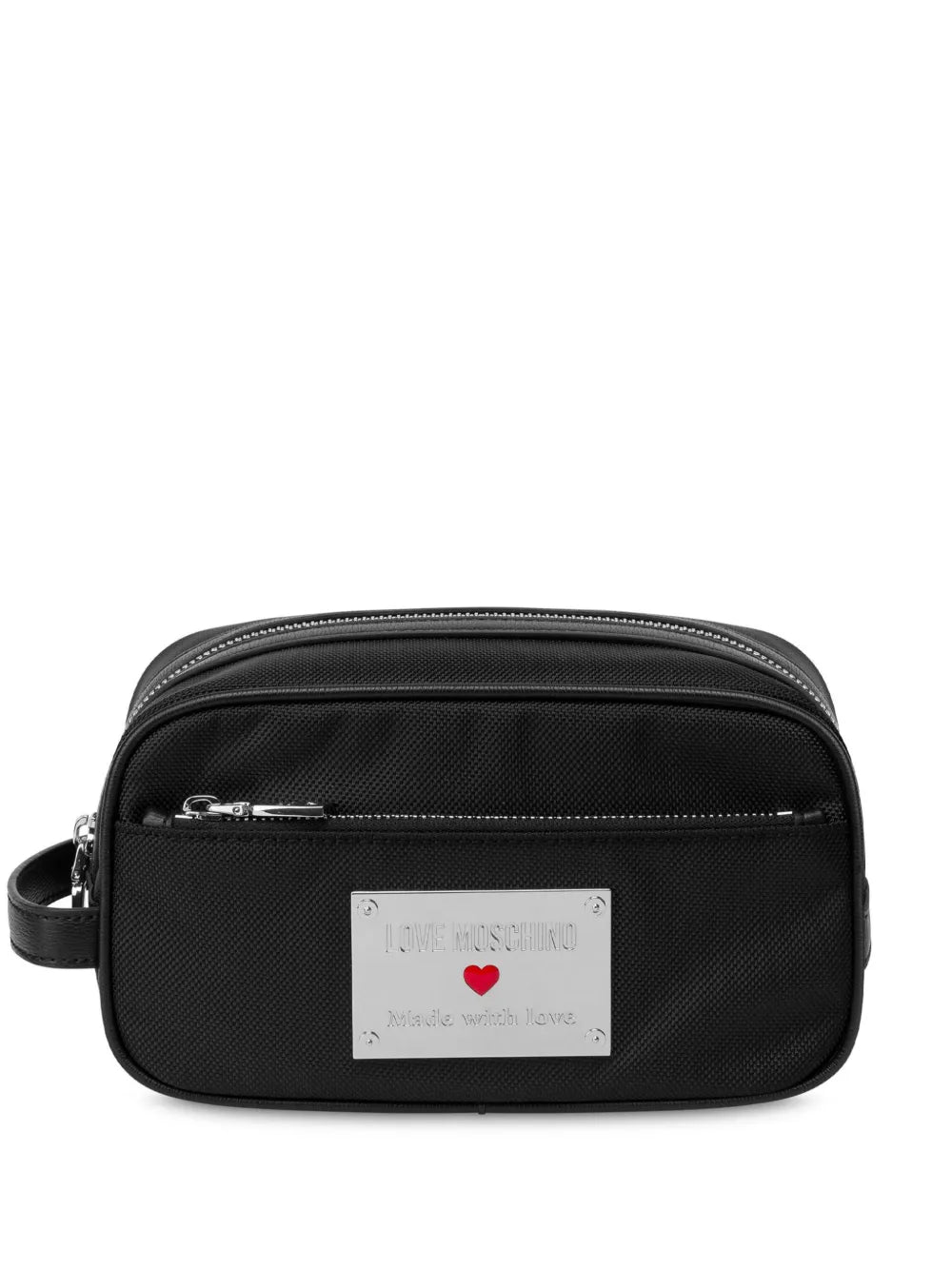 Love Moschino logo plaque make up bag