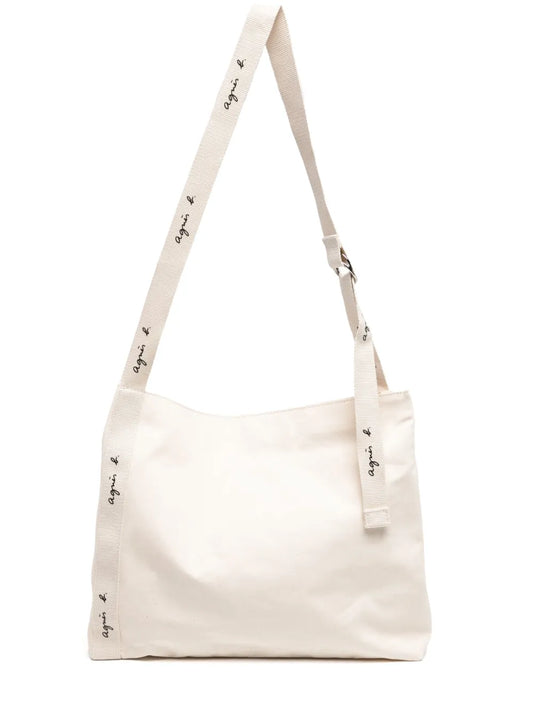agnès b. logo patch canvas tote bag