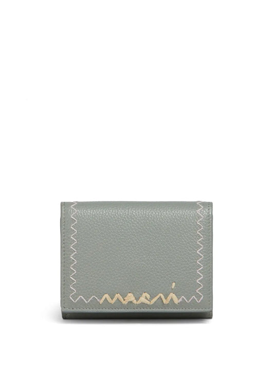 Marni logo embroidered leather wallet