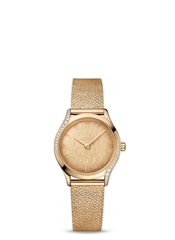 omega de ville mini tresor quartz 18k moonshine? gold & diamonds lady's watch