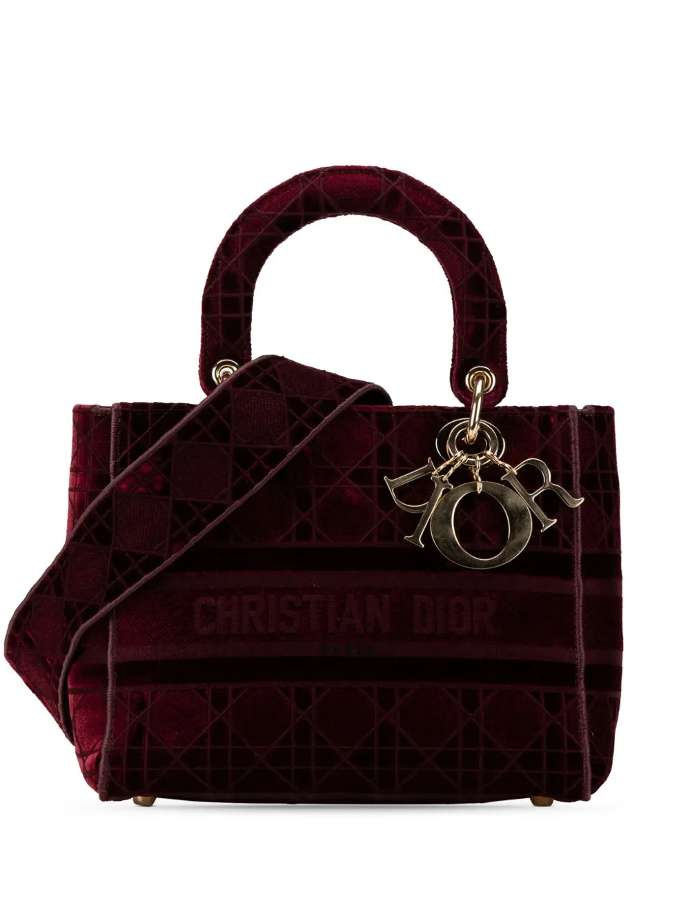 Christian Dior 2020 Medium Velvet Cannage Lady D Lite satchel