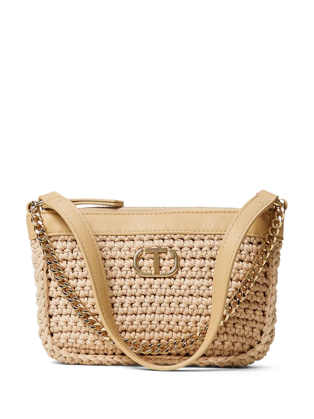 TWINSET logo raffia shoulder bag