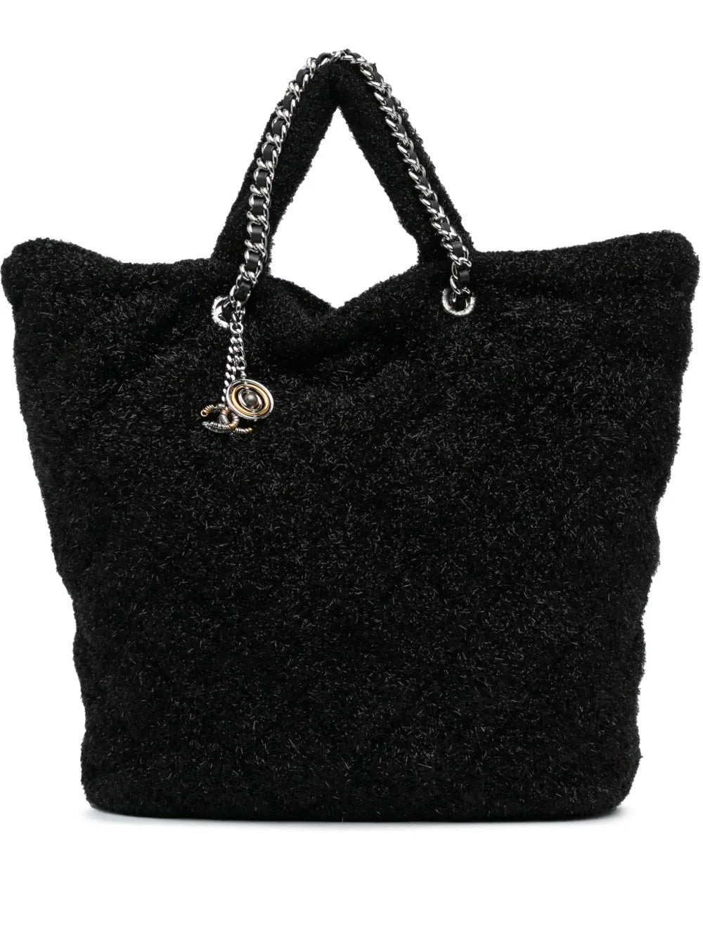 CHANEL 2017 2018 Large Quilted Knit Pluto Glitter satchel