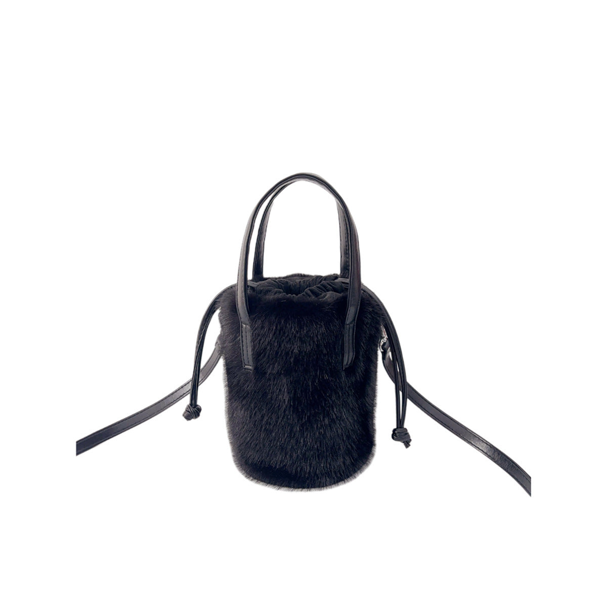 Women’s Mink-Like Handbag – Vintage Plush Bucket Bag