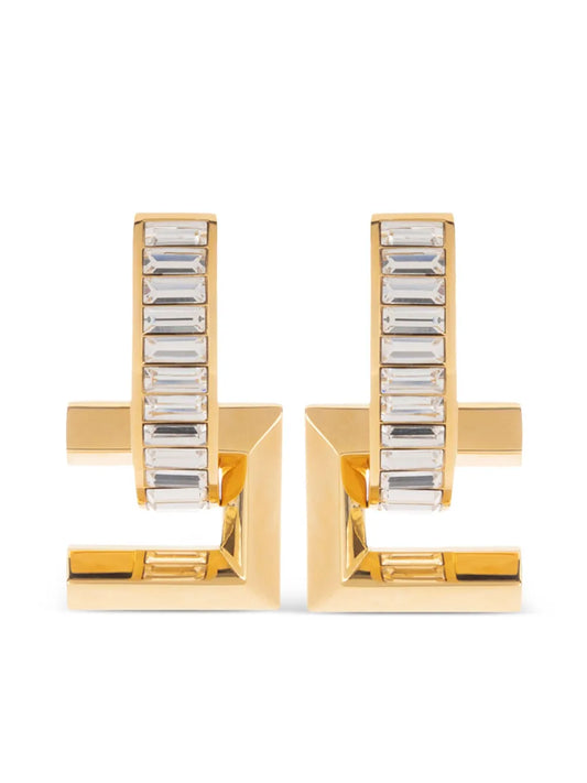 Elisabetta Franchi logo rhinestone earrings