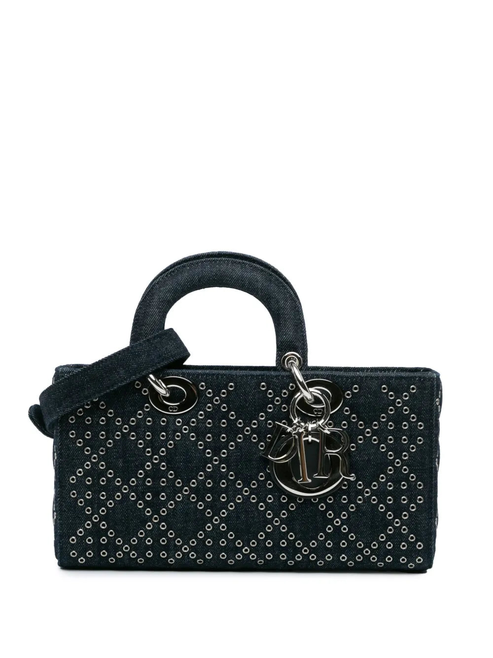 Christian Dior 2022 Medium Denim Cannage Eyelet Lady D Joy satchel