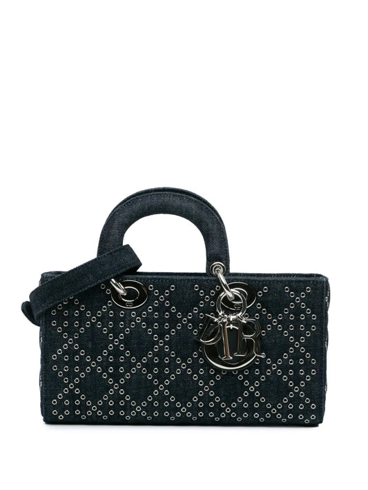 Christian Dior 2022 Medium Denim Cannage Eyelet Lady D Joy satchel