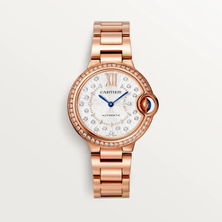 cartier ballon bleu 18k rose gold & diamonds 36mm lady's watch
