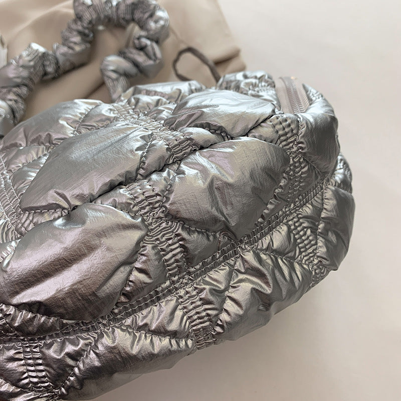 Trendy Metallic Cloud Bag | Fashion Silver Underarm Shoulder Purse