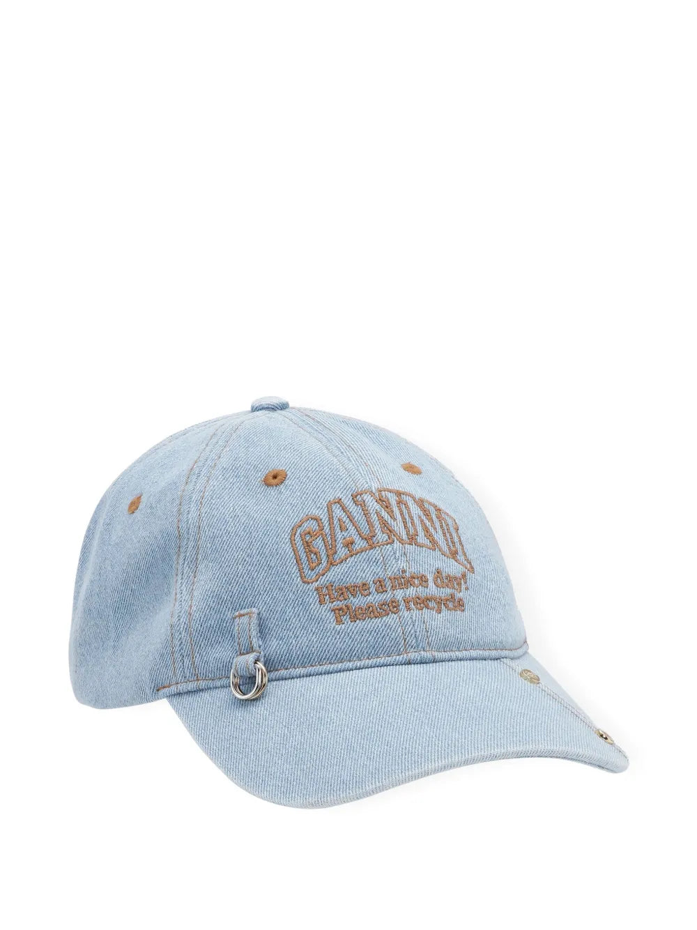 GANNI logo embroidered denim cap