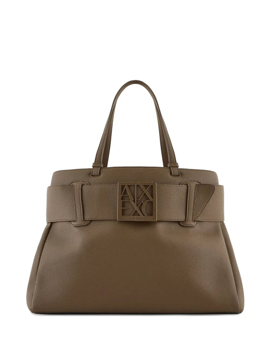 Armani Exchange logo plaque tote bag