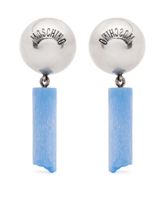 Moschino logo engraved clip on earrings