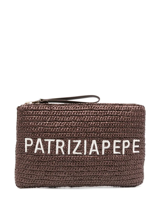 Patrizia Pepe logo embroidered clutch bag