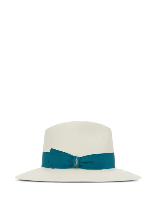 Borsalino contrasting ribbon wide brim hat