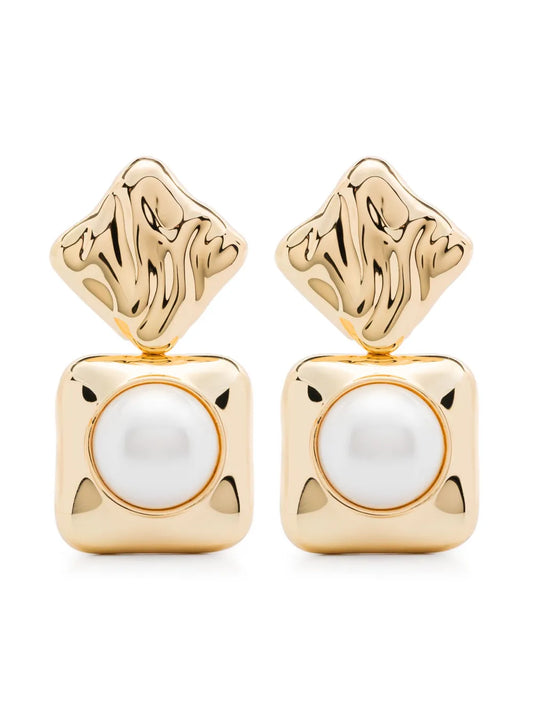 Self-Portrait pearl tiered earrings