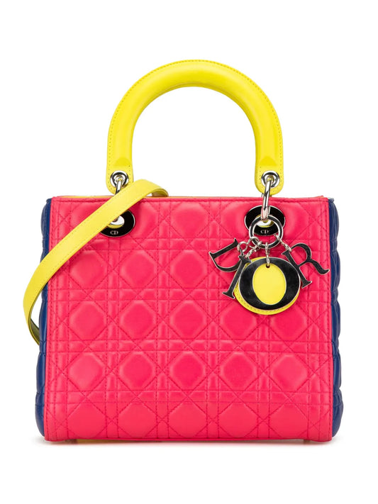 Christian Dior 2013 Medium Tricolor Lambskin Cannage Lady Dior satchel