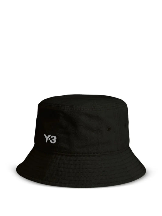 Y-3 logo print Black bucket hat