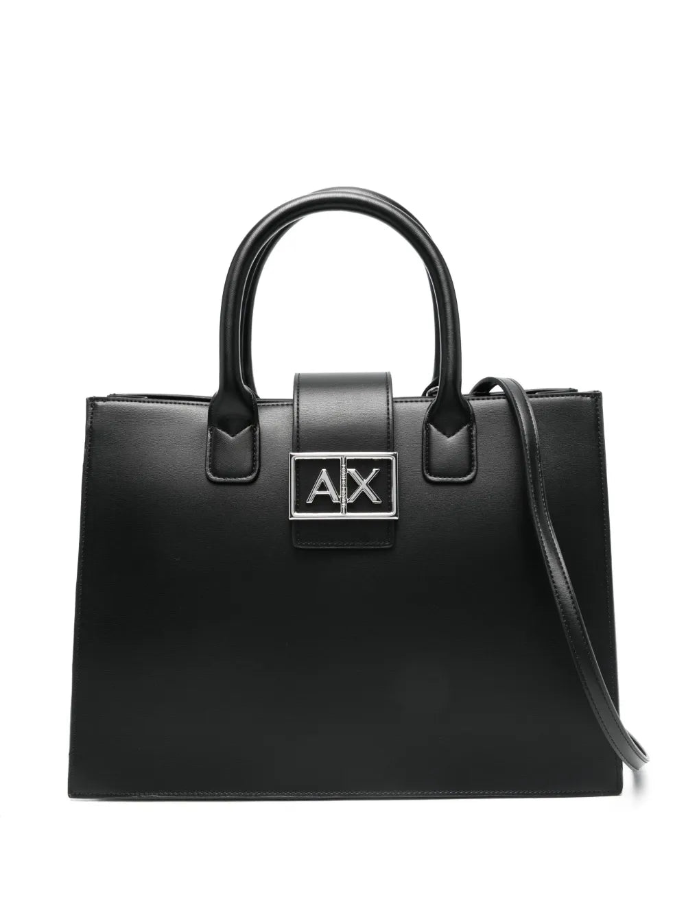 Armani Exchange logo plaque tote bag