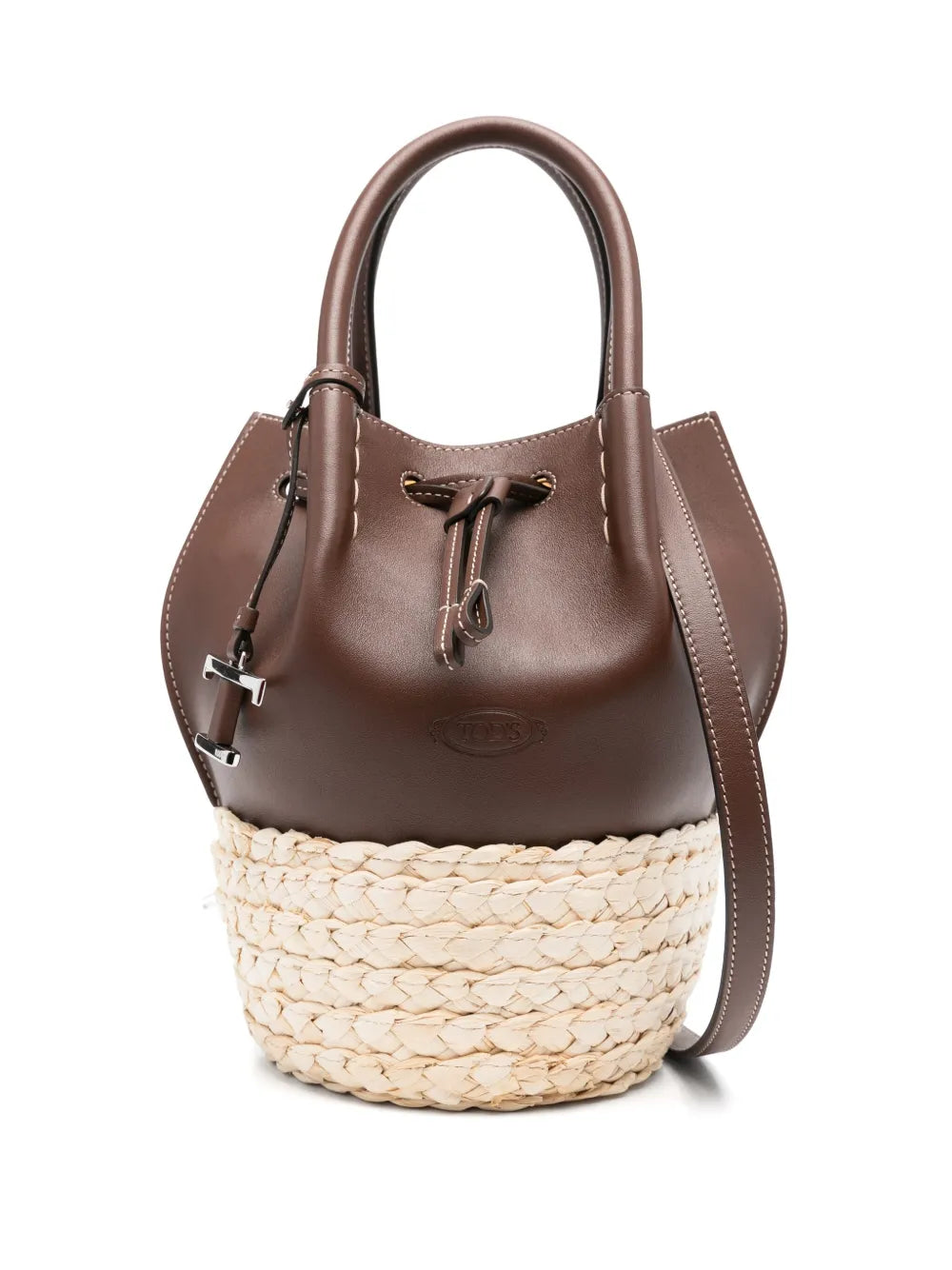 Tod's mini straw leather bucket bag