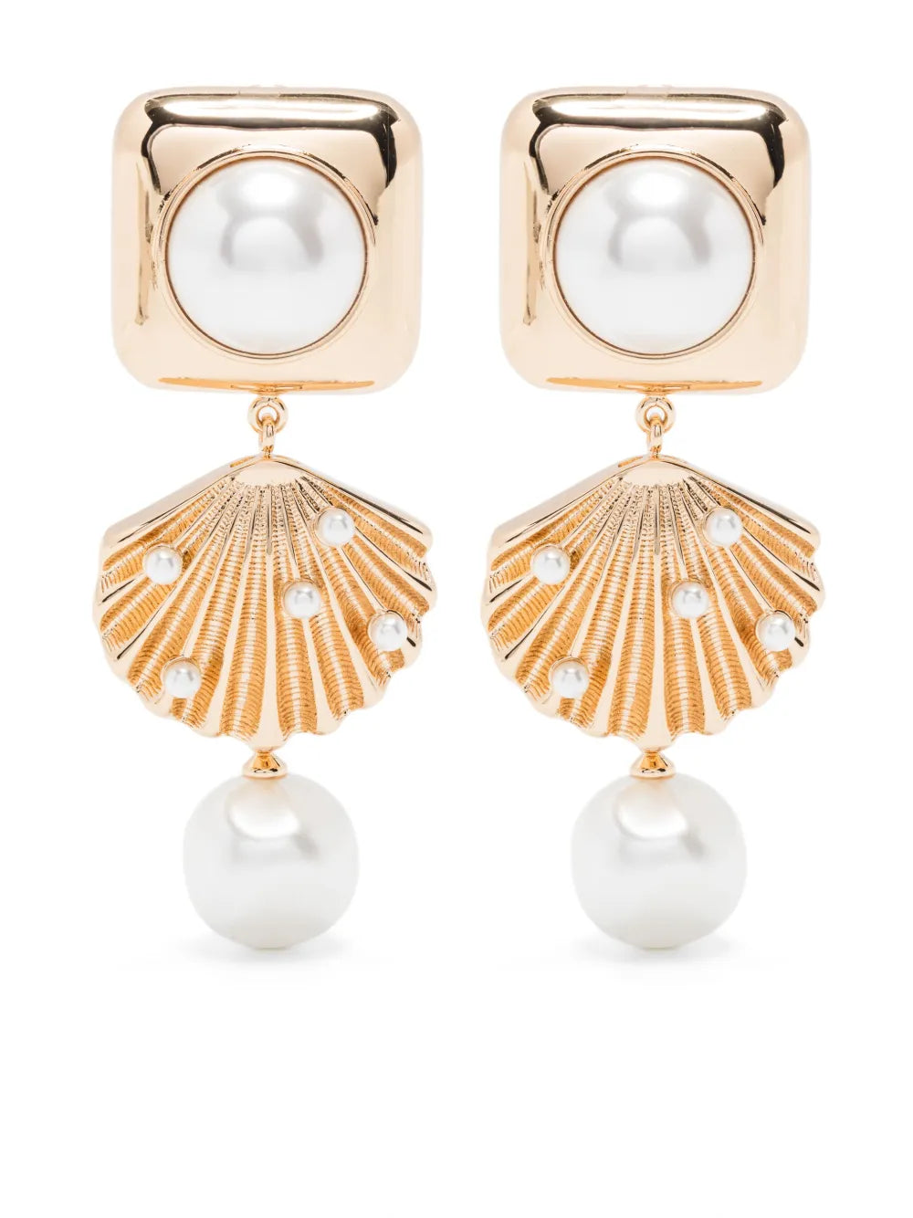 Self-Portrait faux pearl detail earrings