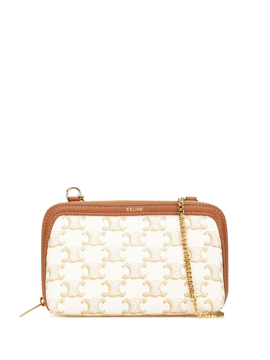 Céline 2023 Coated Canvas Triomphe Clutch On Chain crossbody bag