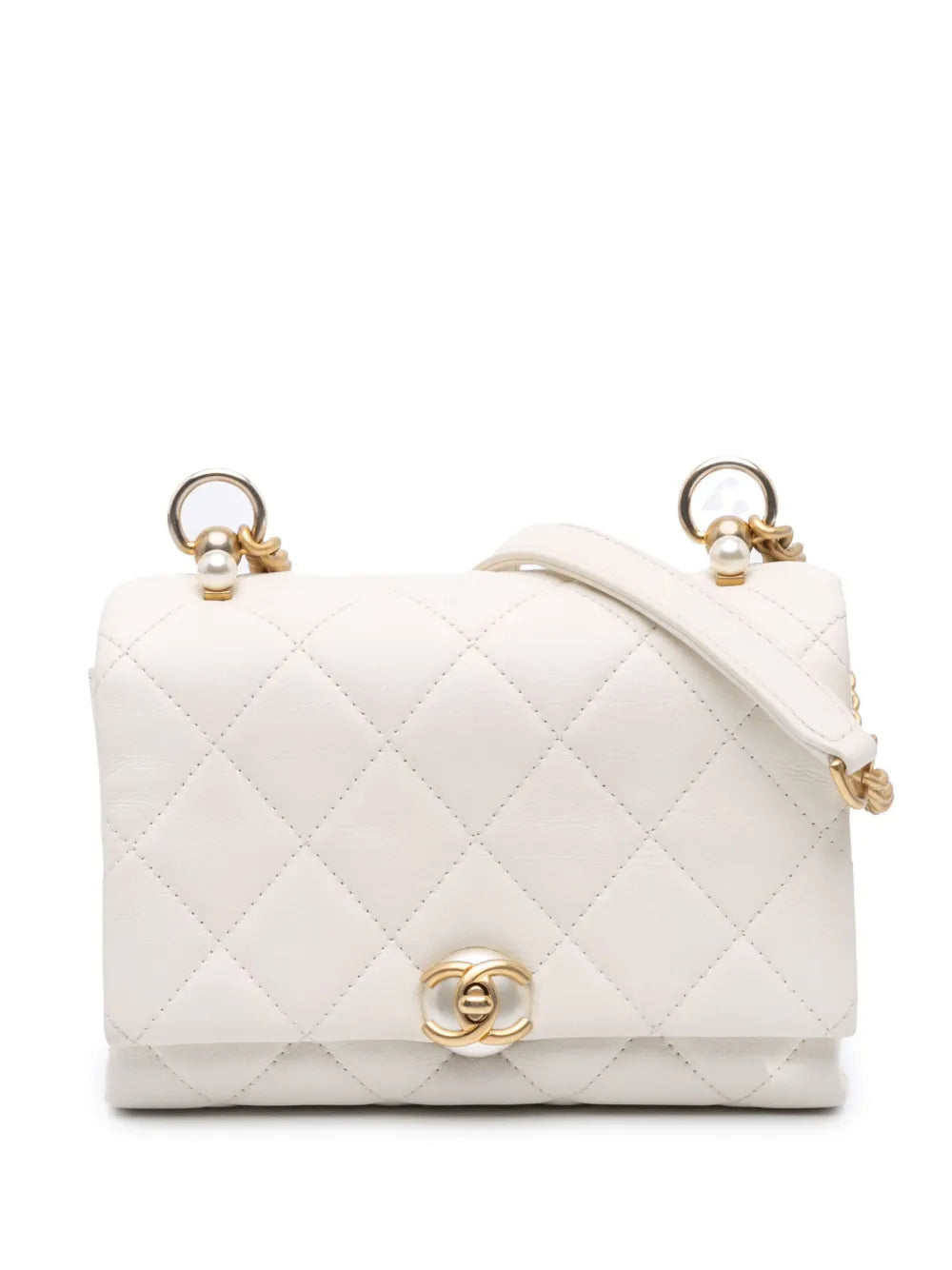 CHANEL 2019 Quilted Calfskin Pearl CC Accordion Flap crossbody bag