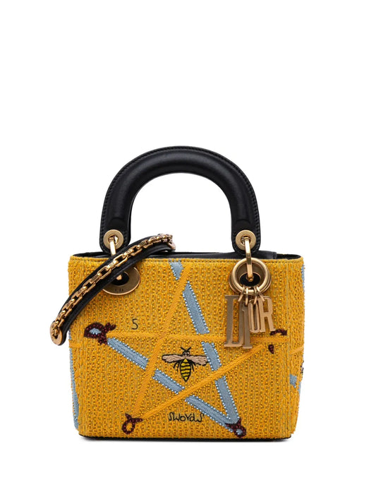 Christian Dior 2017 Mini Embroidered Canvas Swords Lady Dior satchel