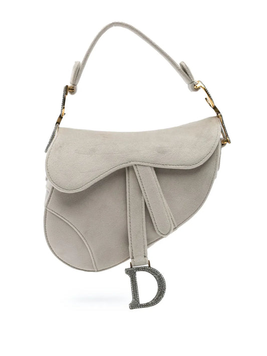 Christian Dior 2020 Mini Velvet Crystal Embellished Saddle satchel