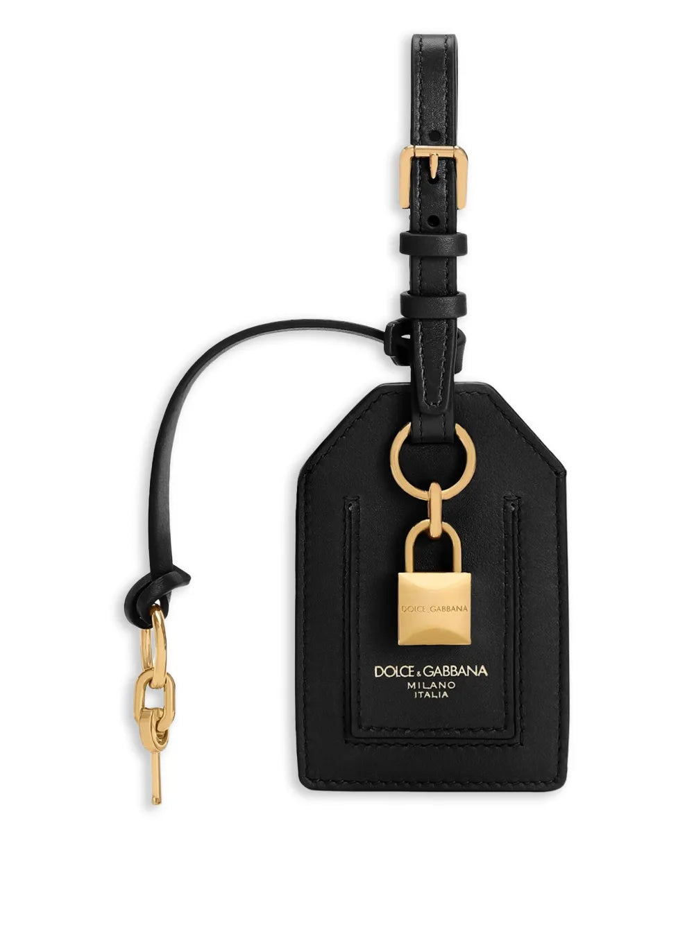 Dolce & Gabbana padlock detail leather luggage tag