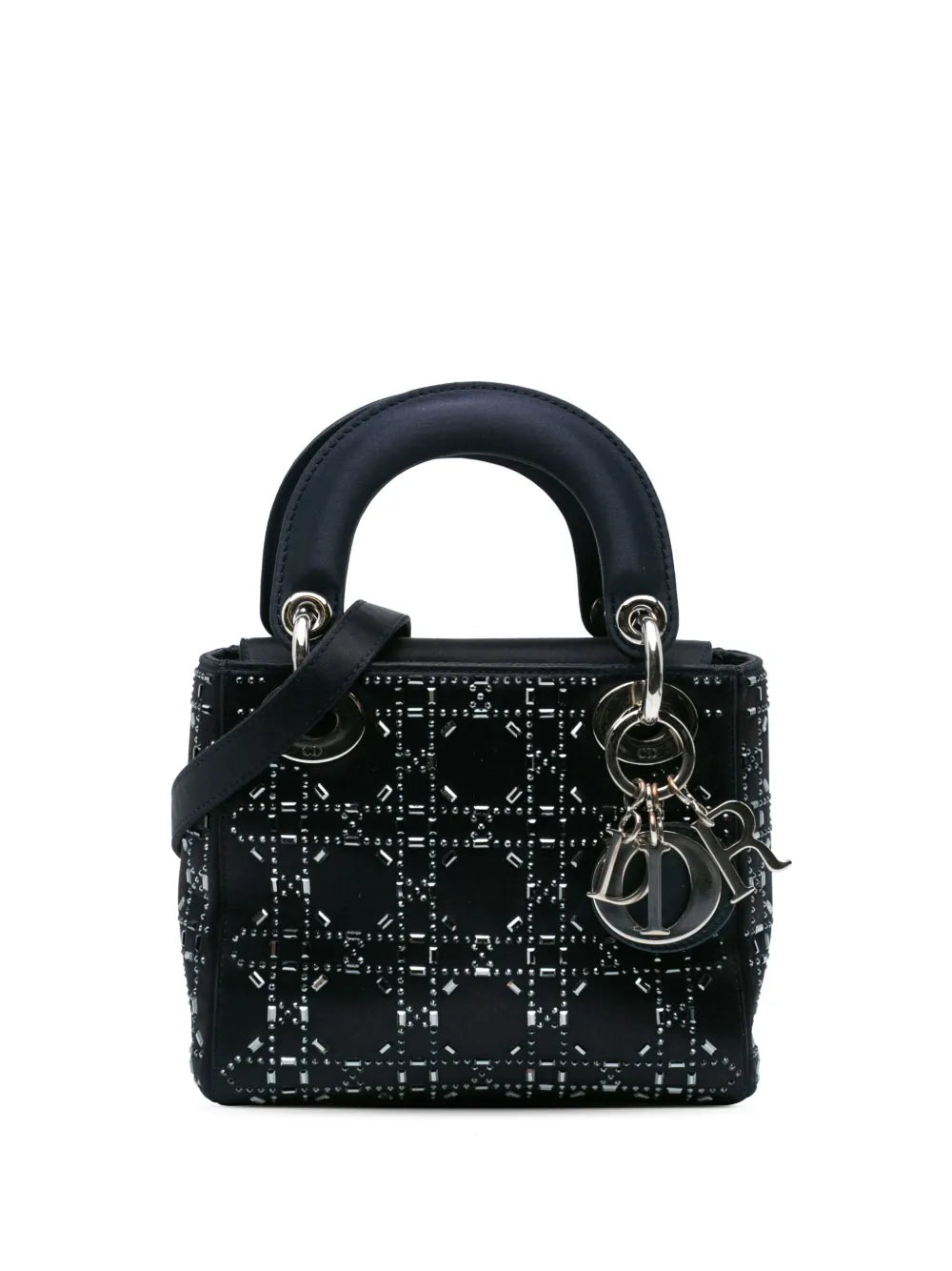 Christian Dior 2016 Mini Satin Cannage Strass Crystal Embellished Lady Dior satchel