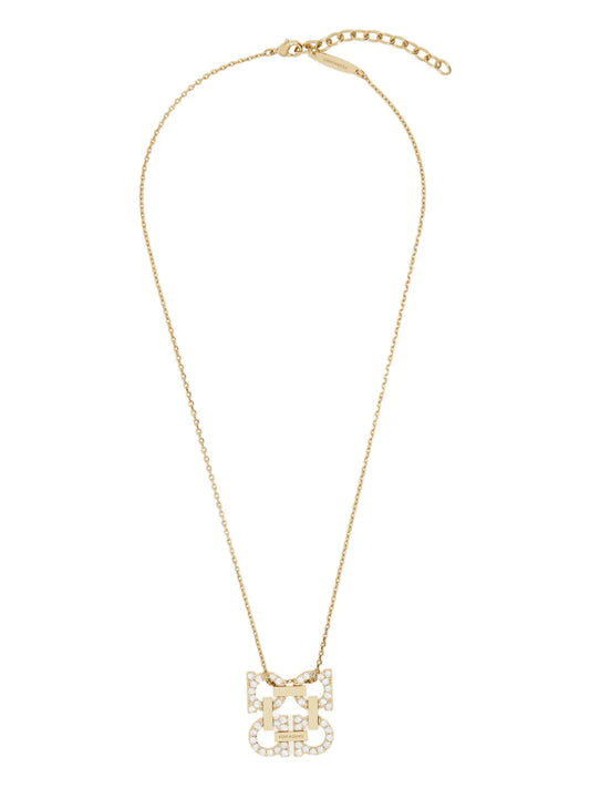 Ferragamo crystal embellished Gancini pendant necklace