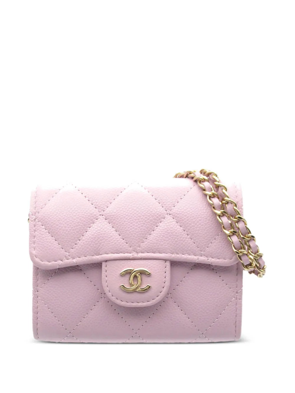 CHANEL 2021 caviar leather diamond quilted card holder