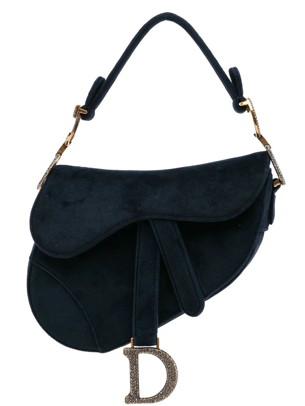 Christian Dior 2020 Mini Velvet Crystal Saddle satchel