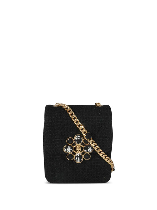 CHANEL mini Camellia appliqué shoulder bag