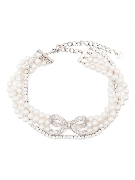 Self-Portrait pearl bow choker