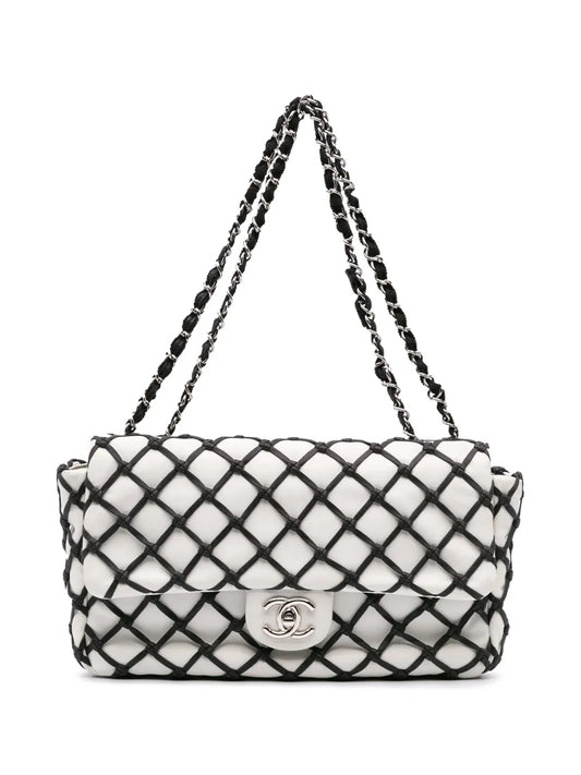 CHANEL 2010 2011 Jumbo Calfskin Canebiers Net Flap shoulder bag