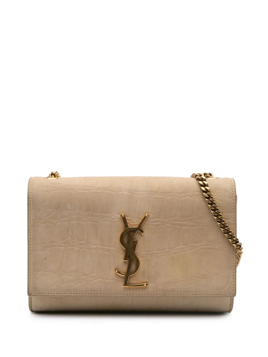 Saint Laurent 2023 Small Croc Embossed Nubuck Monogram Kate crossbody bag