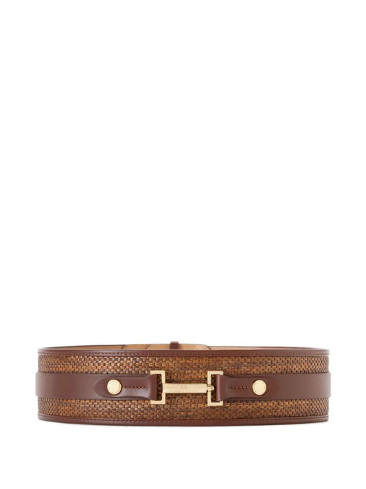 Elisabetta Franchi leather trim raffia belt