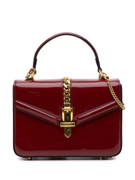 Gucci 2016 2024 Mini Patent Sylvie 1969 Top Handle Bag satchel