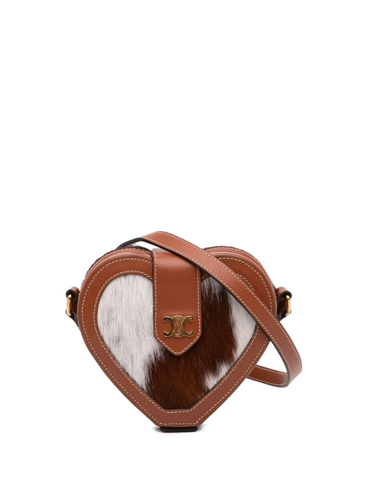 Céline 2022 Pony Hair Triomphe Heart Tambour crossbody bag