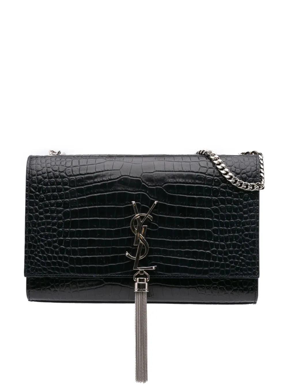 Saint Laurent 2018 Medium Croc Embossed Leather Kate Tassel crossbody bag
