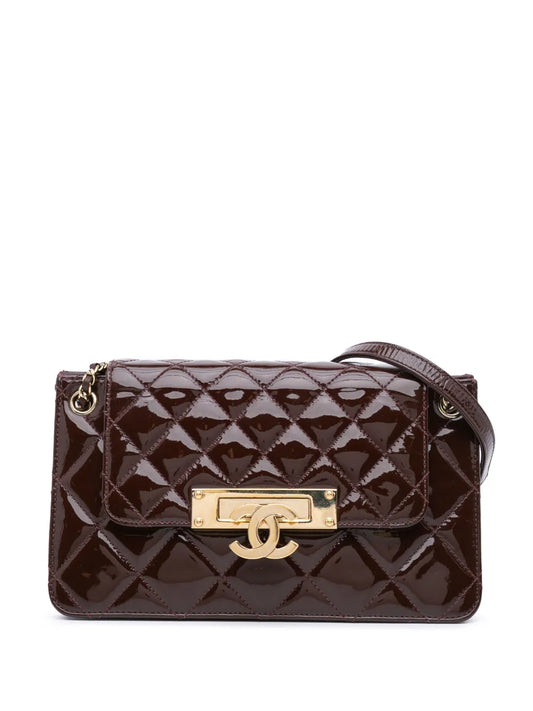 CHANEL 2014 2015 Quilted Patent Golden Class Accordion Flap shoulder bag