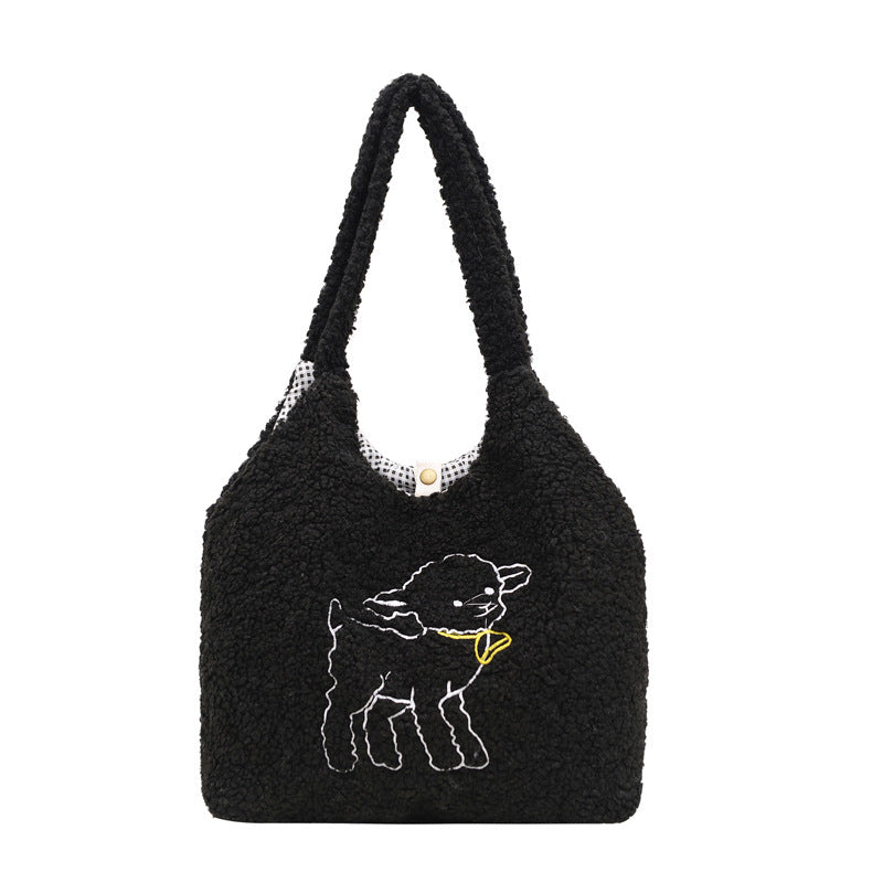 Women’s Winter Lamb Bag – Soft Plush Shoulder Handbag