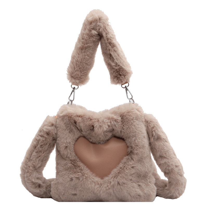 Women’s Winter Plush Shoulder Bag – Love Handbag Design