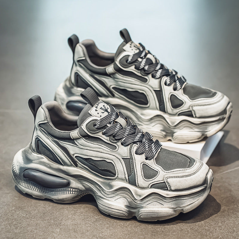 Men’s Brush Color Mesh Sneakers – Casual Height Increasing, Lightweight & Stylish Shoes