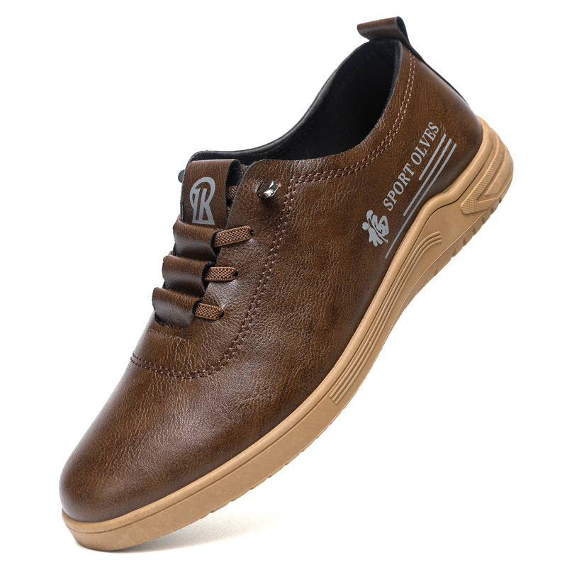 Men's Lace Up Casual Leather Shoes Fashion All-matching