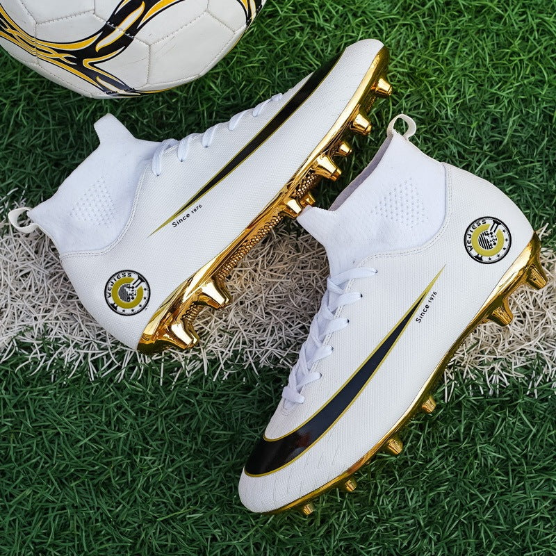 Men’s High-Top Soccer Training Shoes – Gold-Plated Sole Performance Cleats