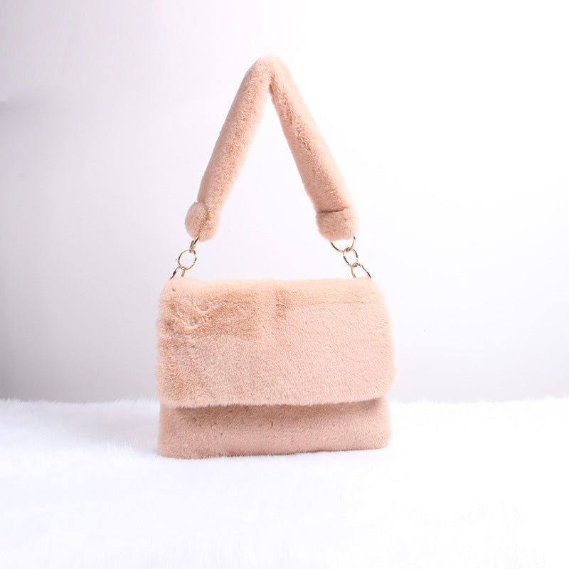 Women's Plush One-Shoulder Handbag – Autumn & Winter Fashion